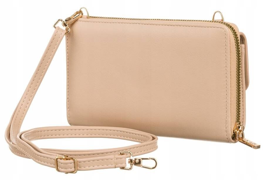 elegancka mini torebka-portfel na długim, doczepianym pasku