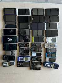 Zestaw 40 starych uszkodzonych telefonów