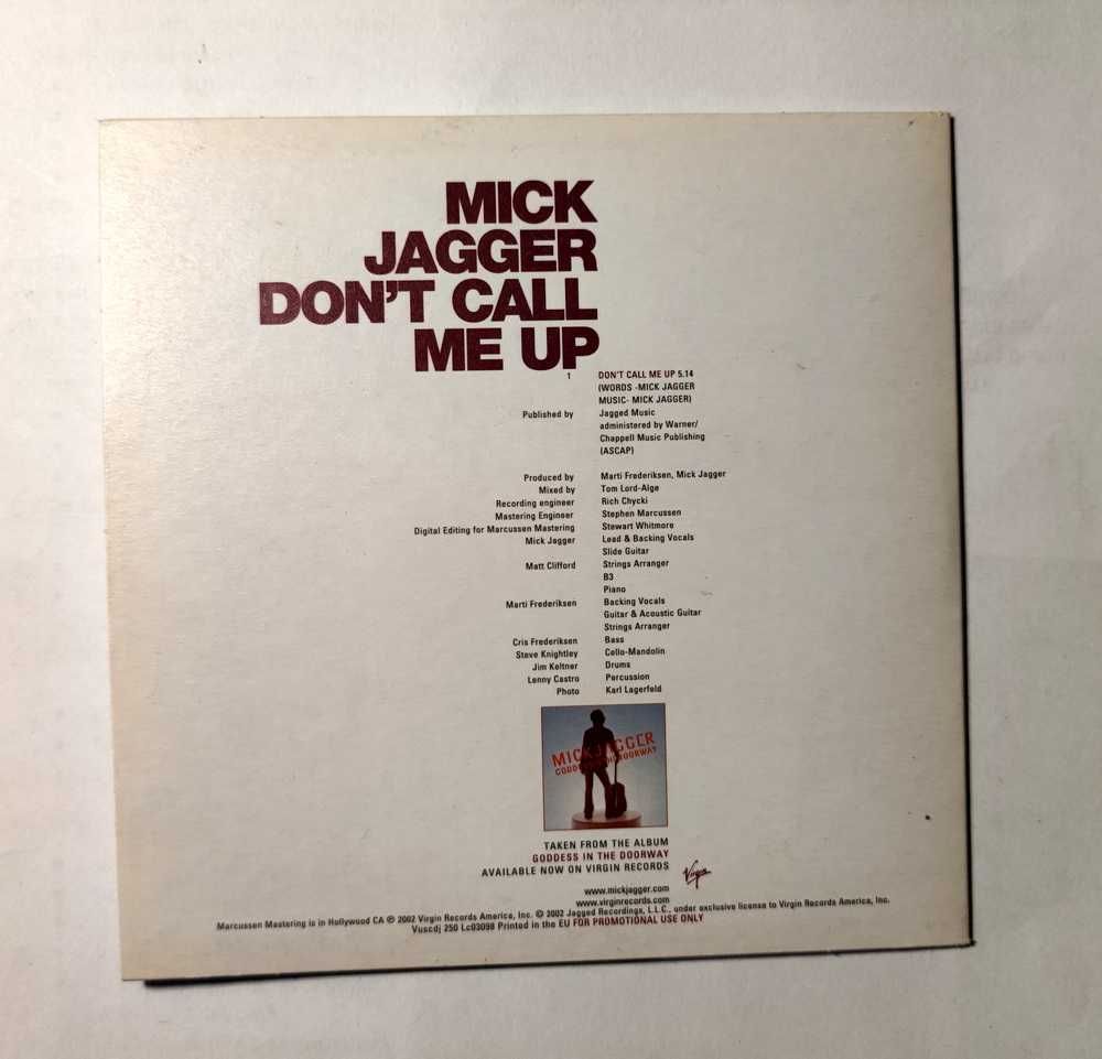 Mick Jagger – Don't Call Me Up singiel CD z 2002 roku