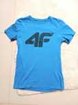 4F niebieski t-shirt z czarnym nadrukiem 158 164 bawełna krótki rękaw