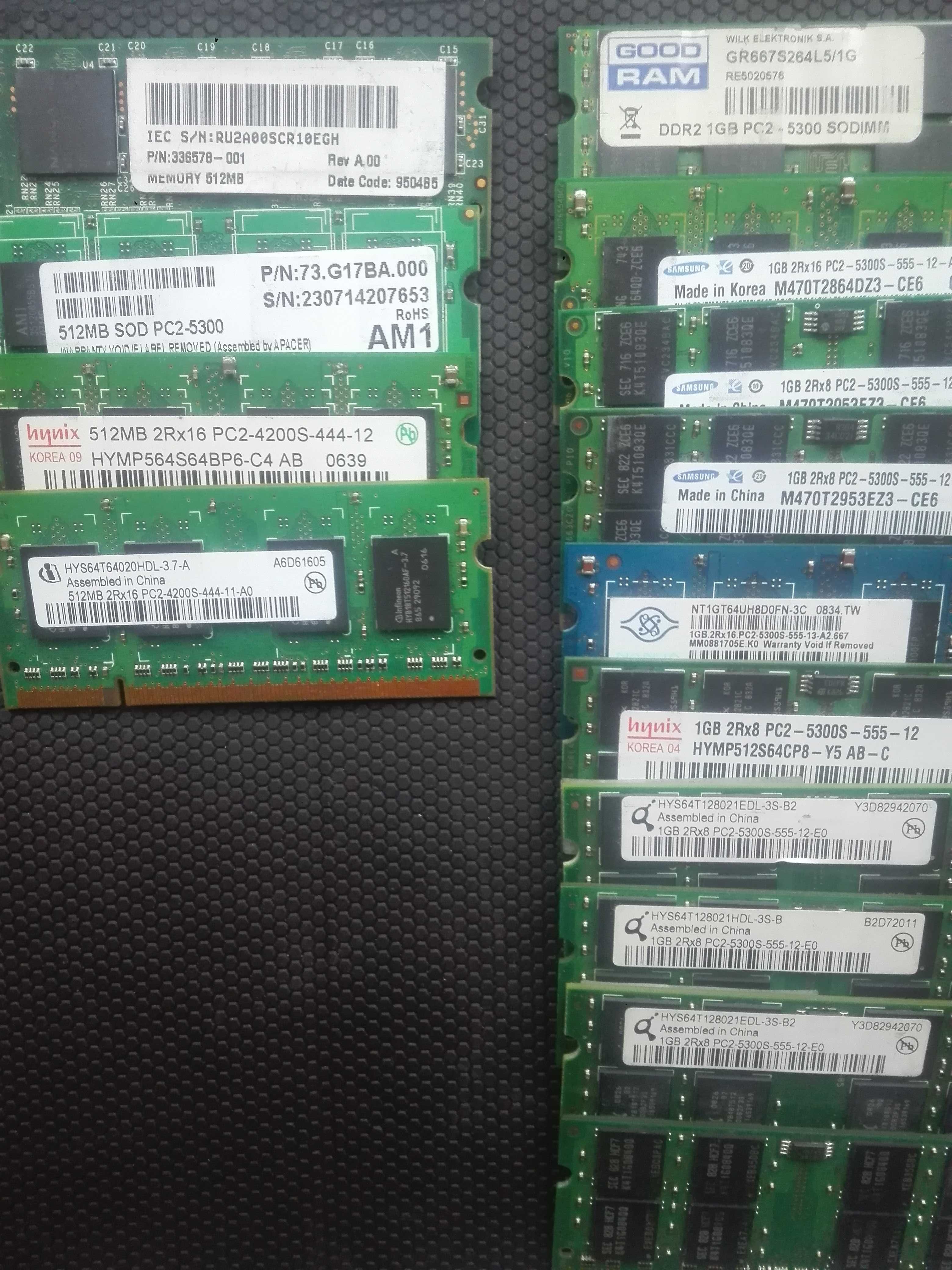 21 sztuk RAM DDR2  PC2-5300S HP Samsung Hynix DDR