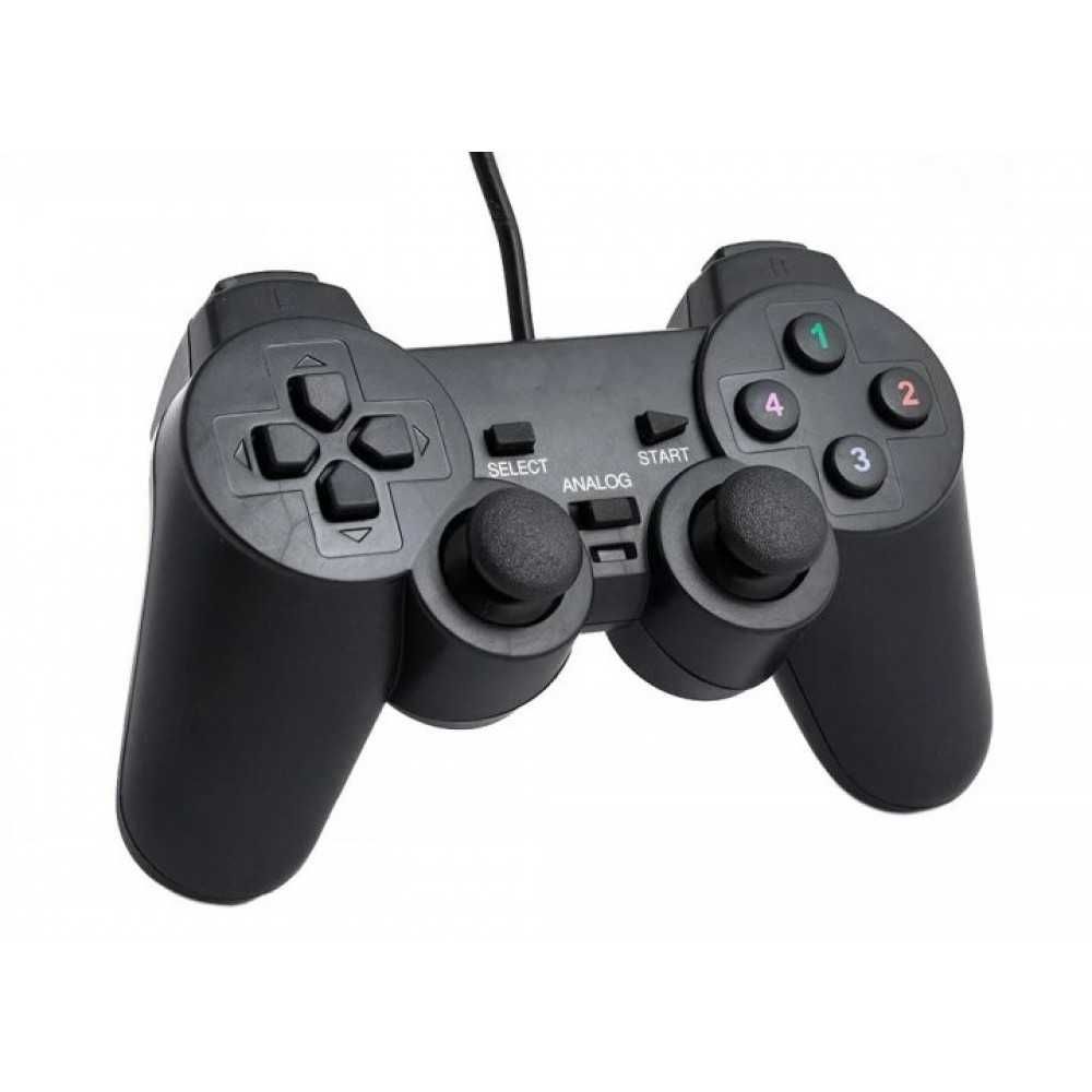 USB джойстик для ПК PC GamePad DualShock вібро чорного кольору