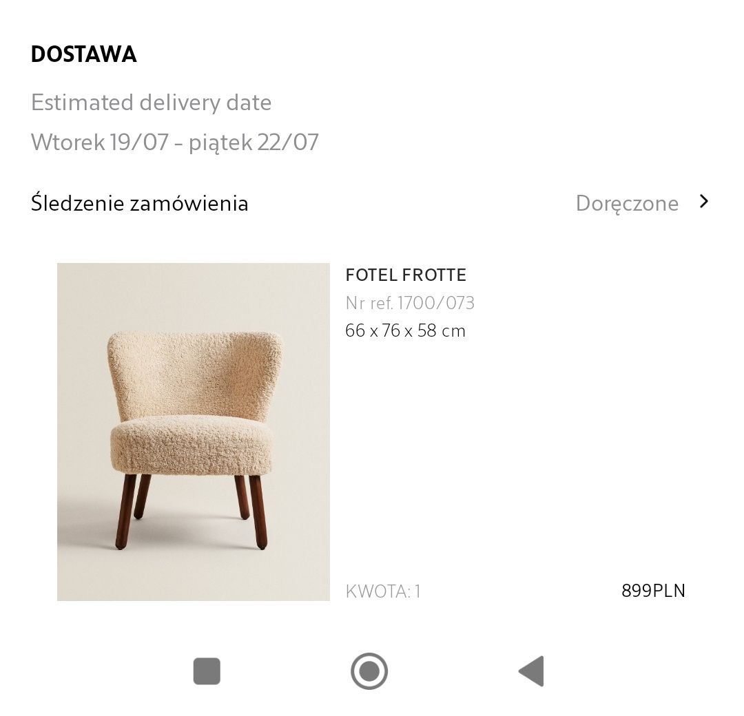 Zara Home fotel do salonu /sypialni