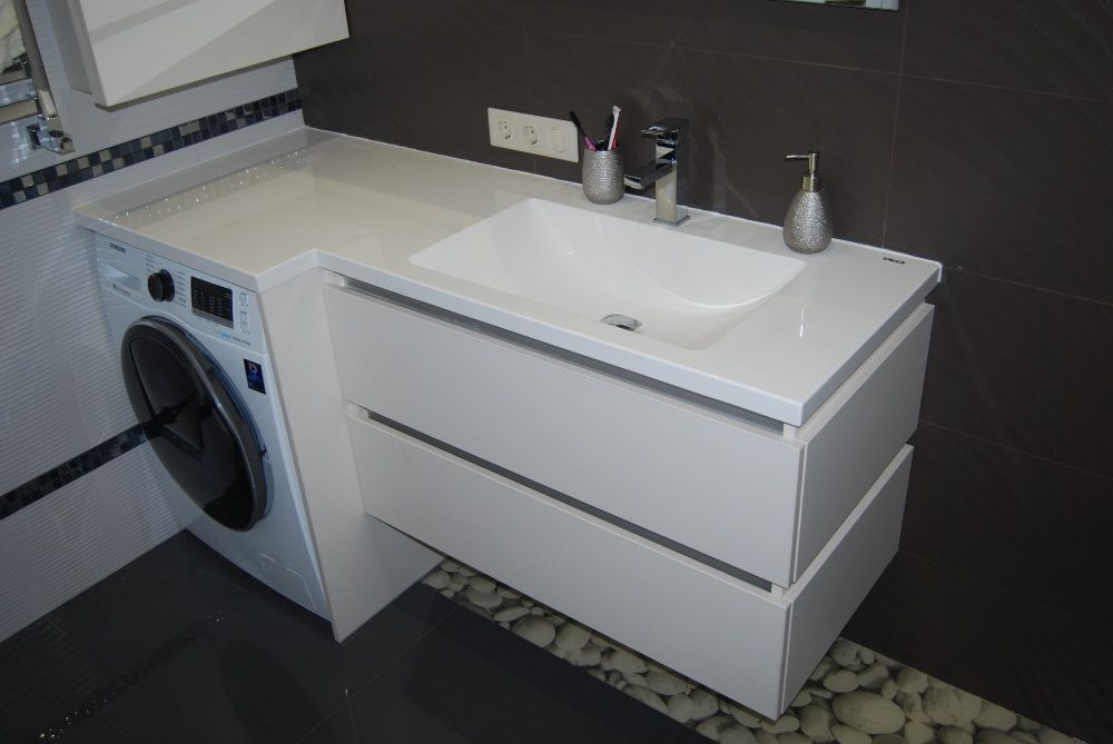 умывальник под заказ над стиральной машиной, столешница для ванной