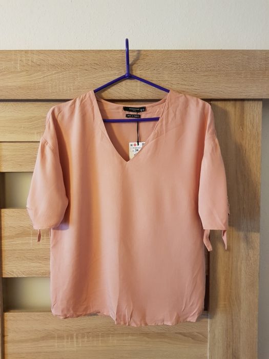 Pudrowa bluzka koszula modna elegancka