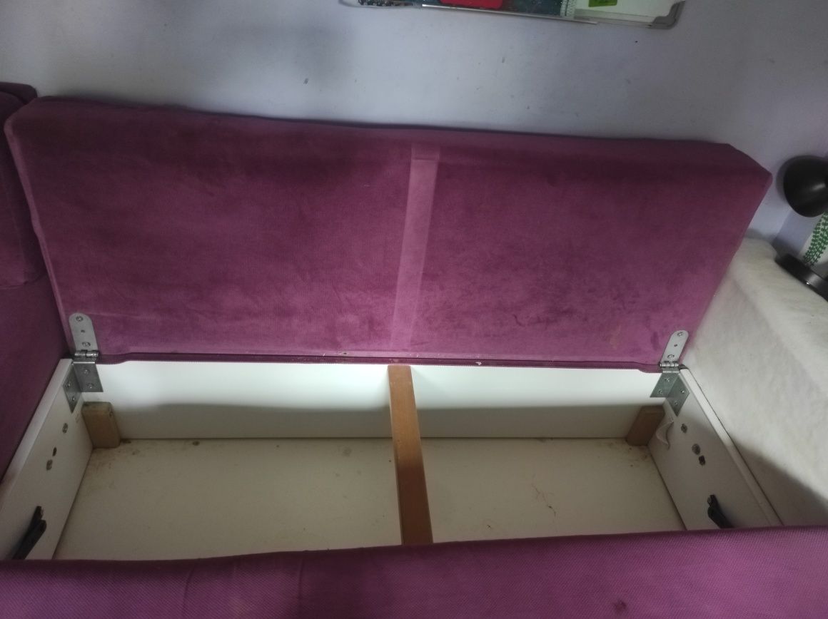 Rozkładana kanapa fioletowa, łóżko dwuosobowe