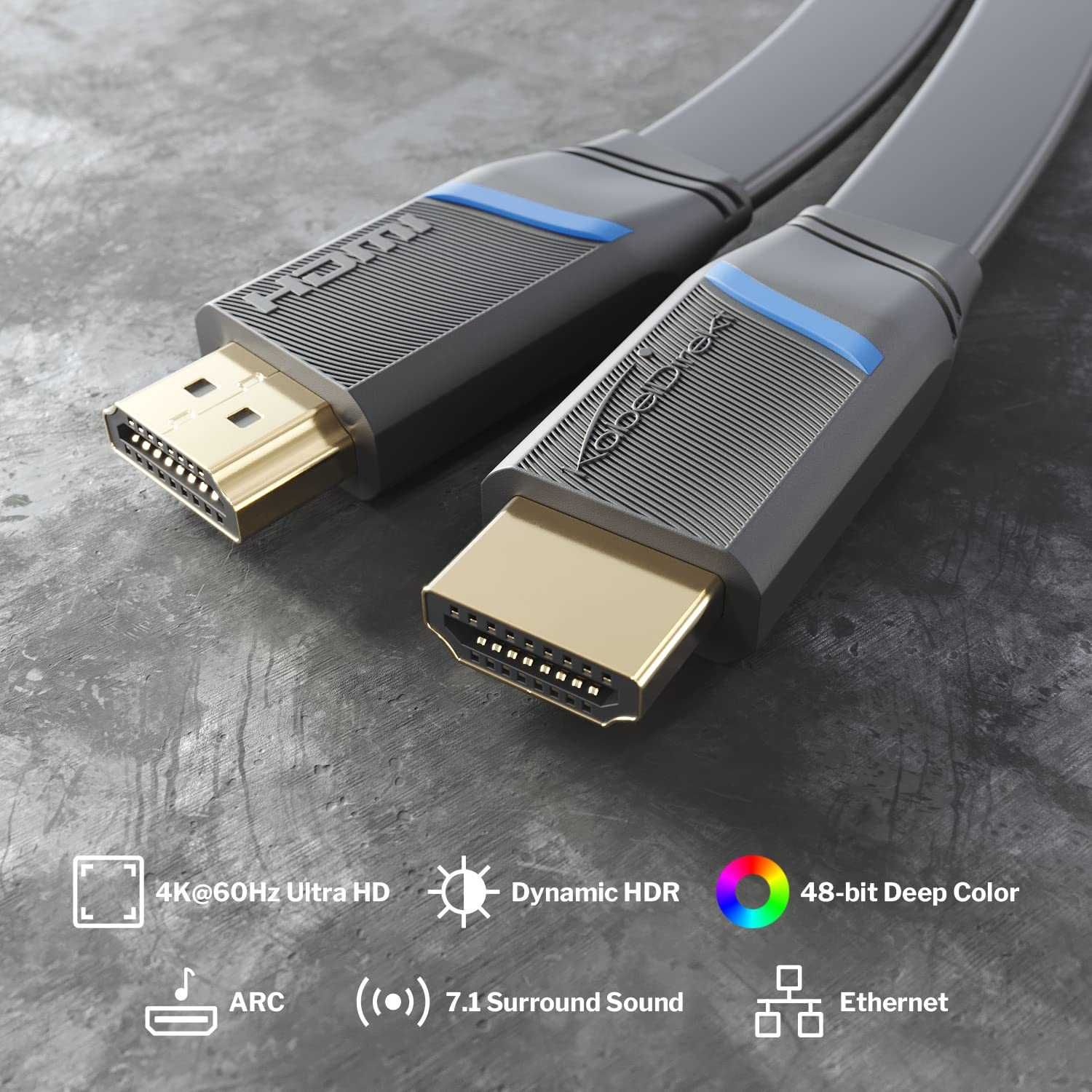 KabelDirekt – płaski kabel HDMI – 2m 8k