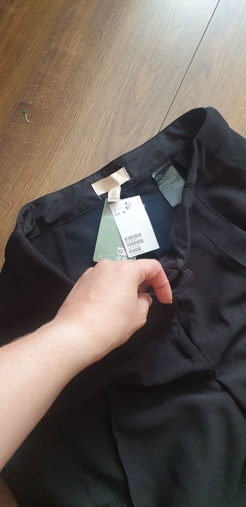 Nowe z metkami szerokie spodnie czarne h&m M 170/80