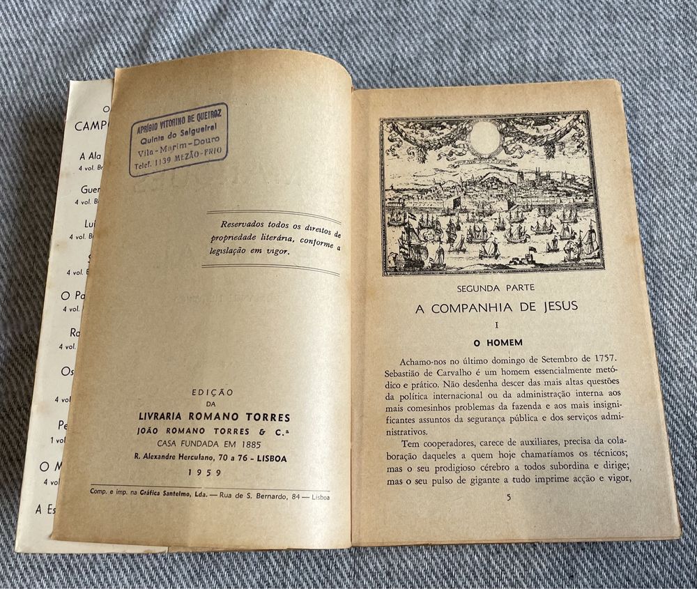 Livro: "O Marquês de Pombal", volume 3, 1959