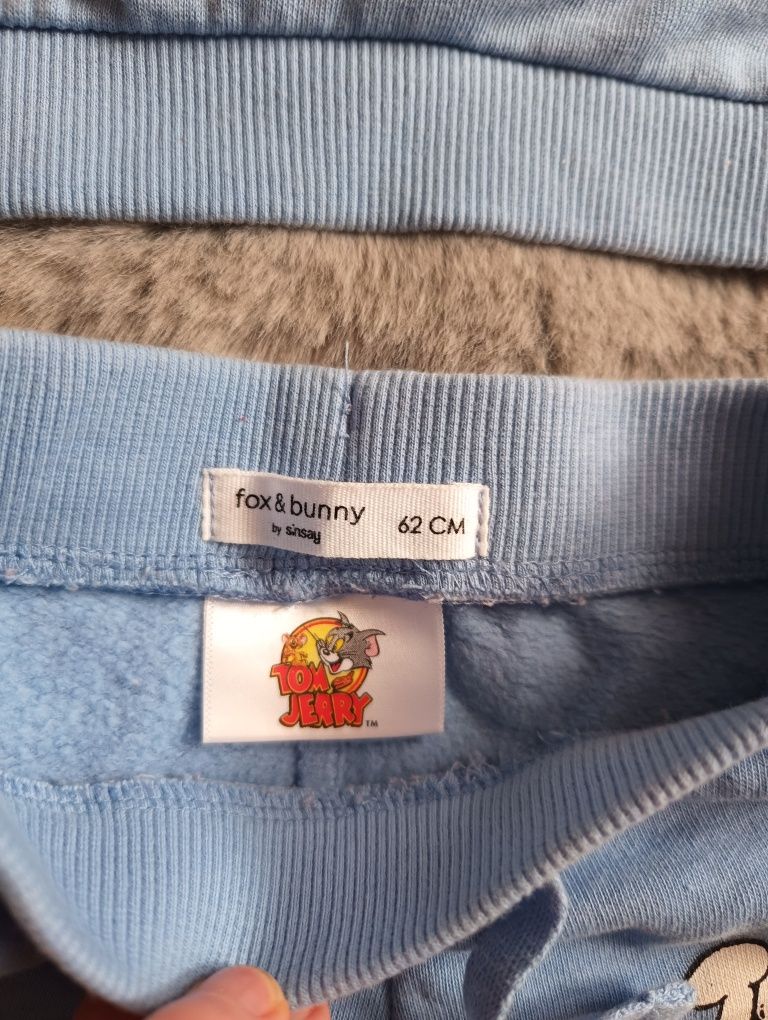 Komplet niemowlęcy 62 błękitny tom i Jerry kot mysz z bajki dla chłopc