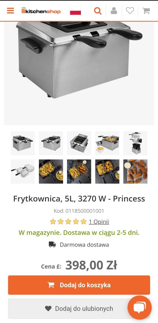 Frytkownica Princess - 3270 W, 5 litrów