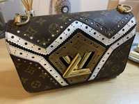 Louis Vuitton Tricolor Veau Satin Monogram Twist MM Bag