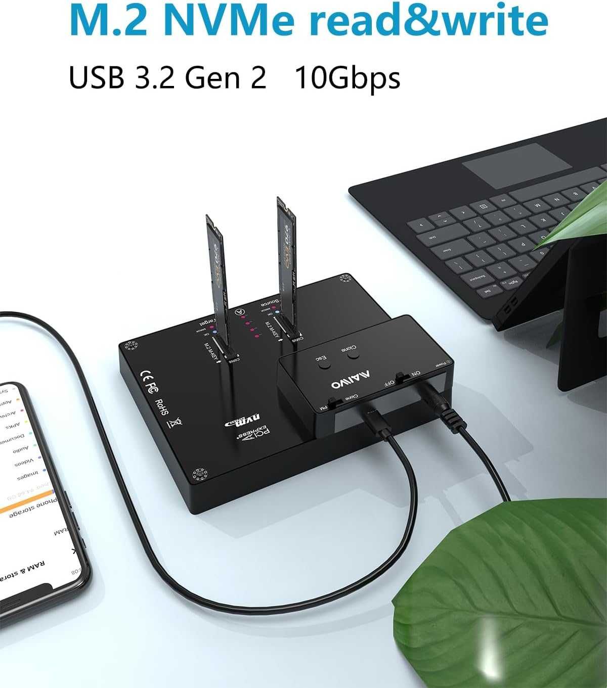 MAIWO K3015P Duplikator dysków stacja dokująca klonująca SSD M.2 NVME