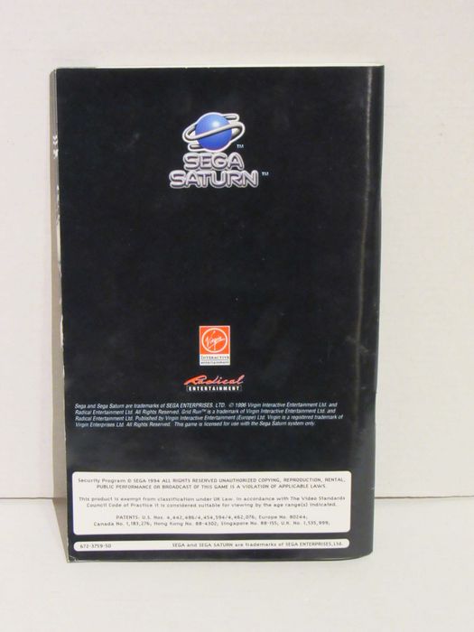Caixa e manual Sega Saturn Grid Run