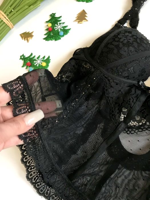 Бюстьє Чорне. Мереживо. Push up. 75 A.
