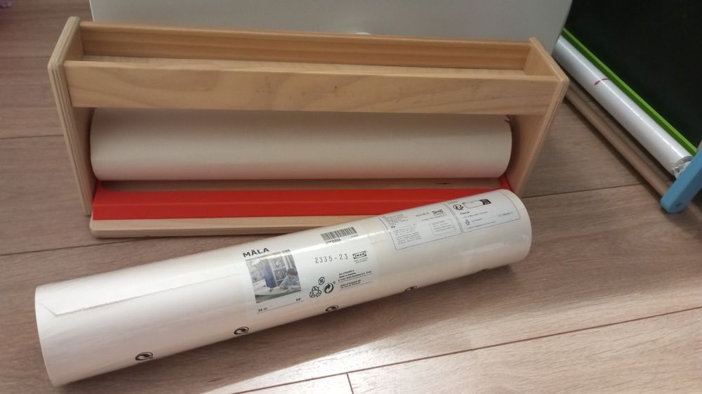 Ikea MALA Uchwyt na papier z pojemnikiem+rolka papieru do rysowania