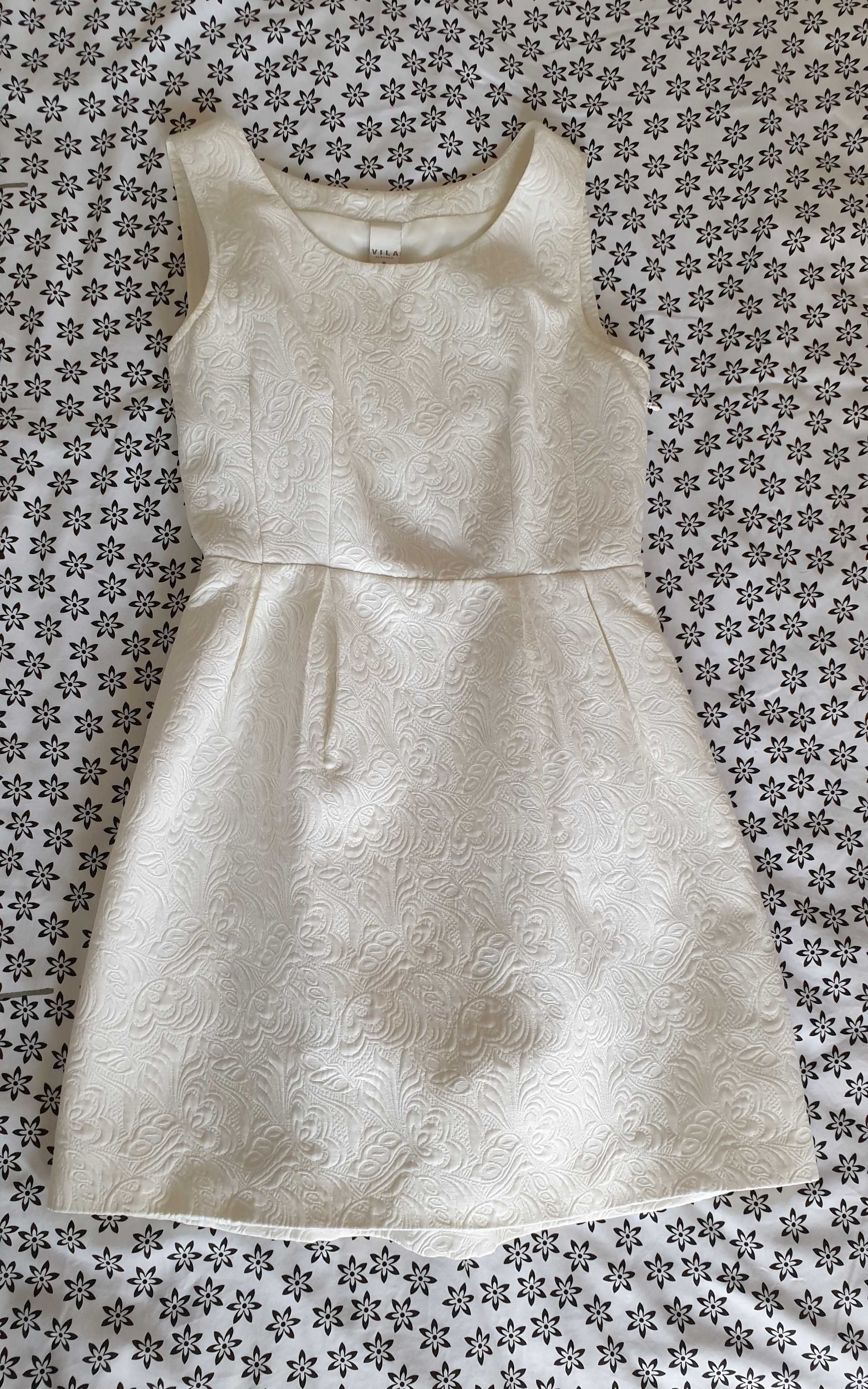 Sukienka koktajlowa (elegancka) - złamana biel