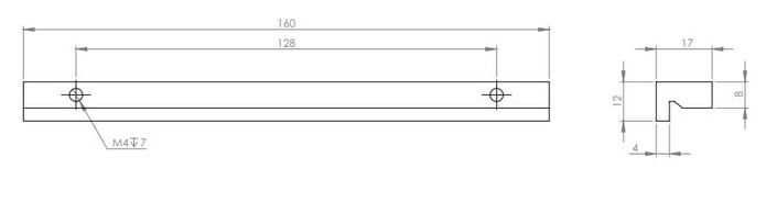 ELITA KWADRO PLUS uchwyt do szafki złoty 16 cm, nr167905