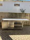 Bancada de inox c/ tulha de café