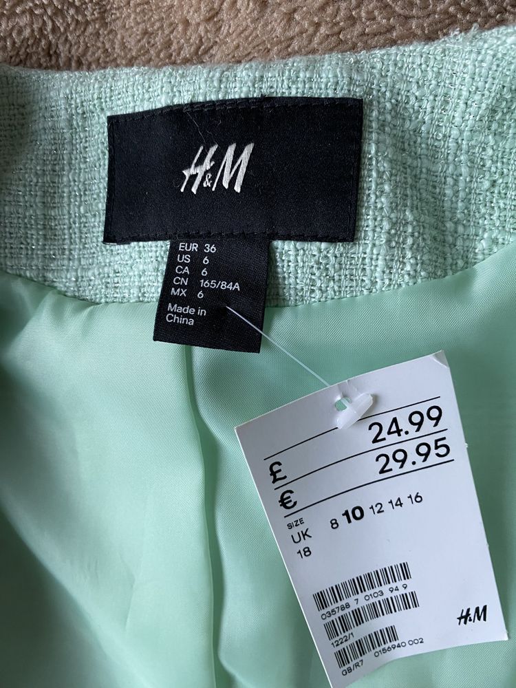 Marynarka miętowa H&M r.36