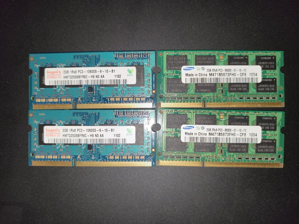 8Gb RAM: 4 sticks 2Gb DDR3 1333mhz 204 pin