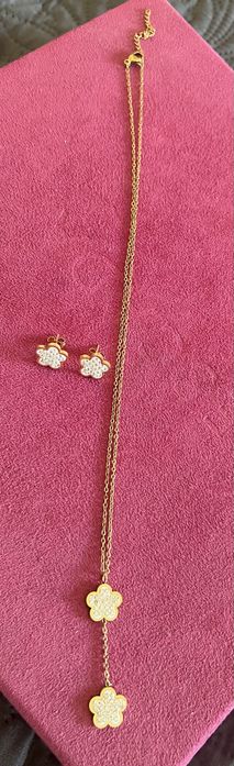 Conjunto fio e brincos em aço inoxidável