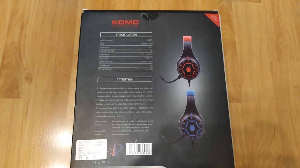 Nowe słuchawki gamingowe nauszne gaming bezprzewodowe KOMC G315 z funk