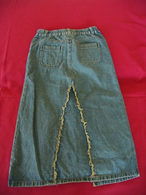 Spódnica jeansowa kowbojska długa jeans koronka frędzle US 14 152 XS S