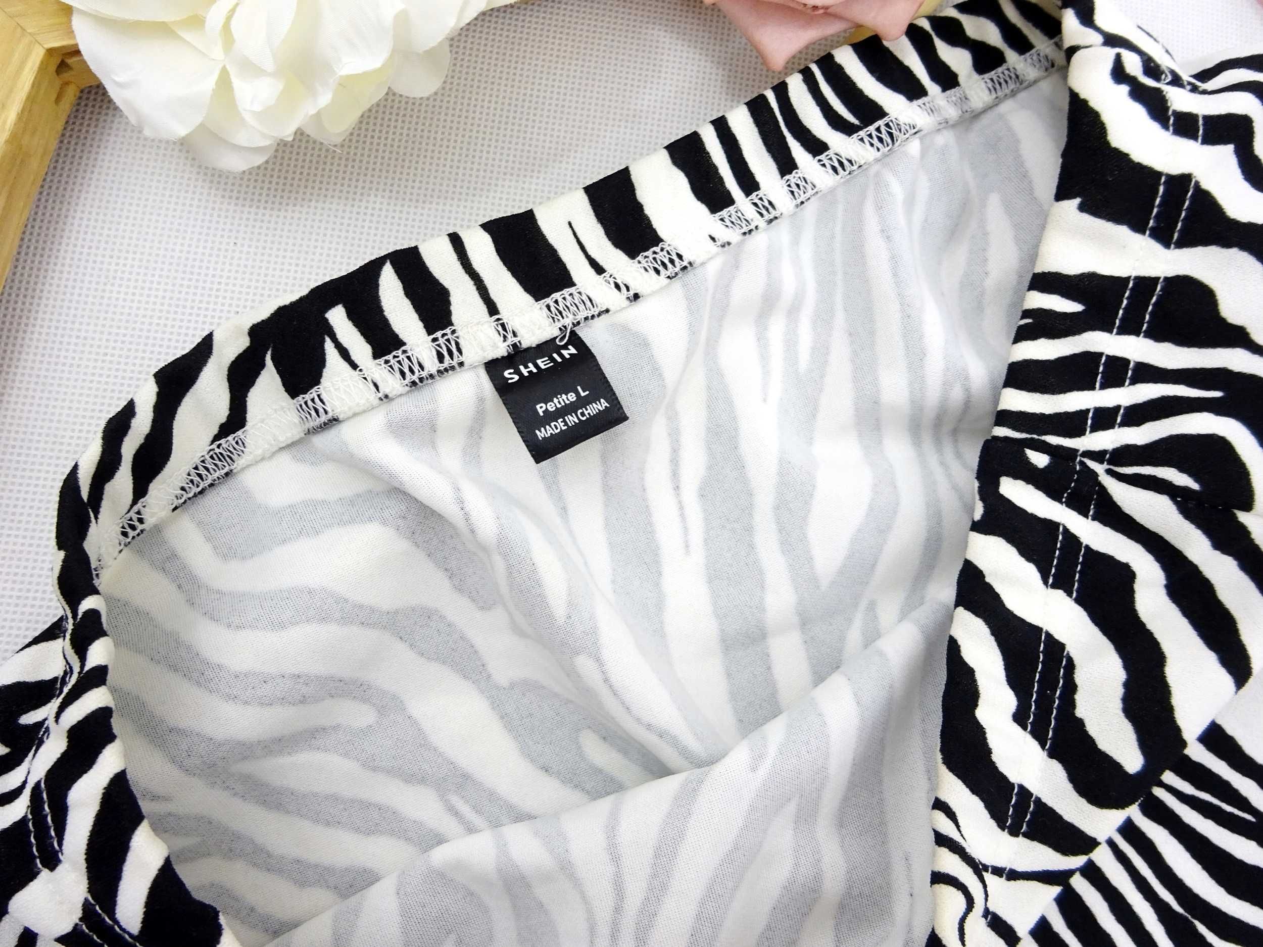 BD53 sexy trapezowa spódnica zebra koktajlowa mini SHEIN L 40