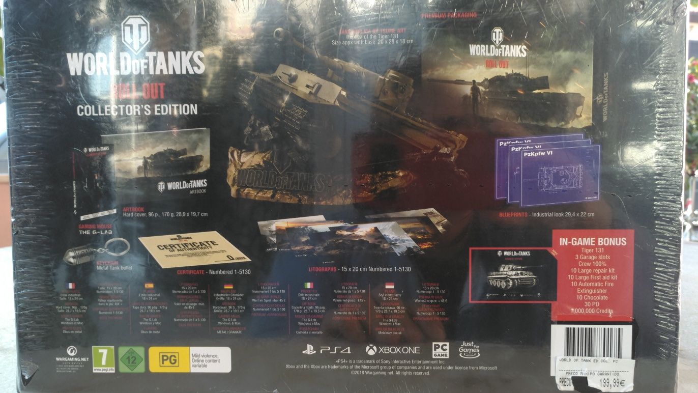 Works of Tanks collectores Edition Roll Out custa 200 euros na loja.