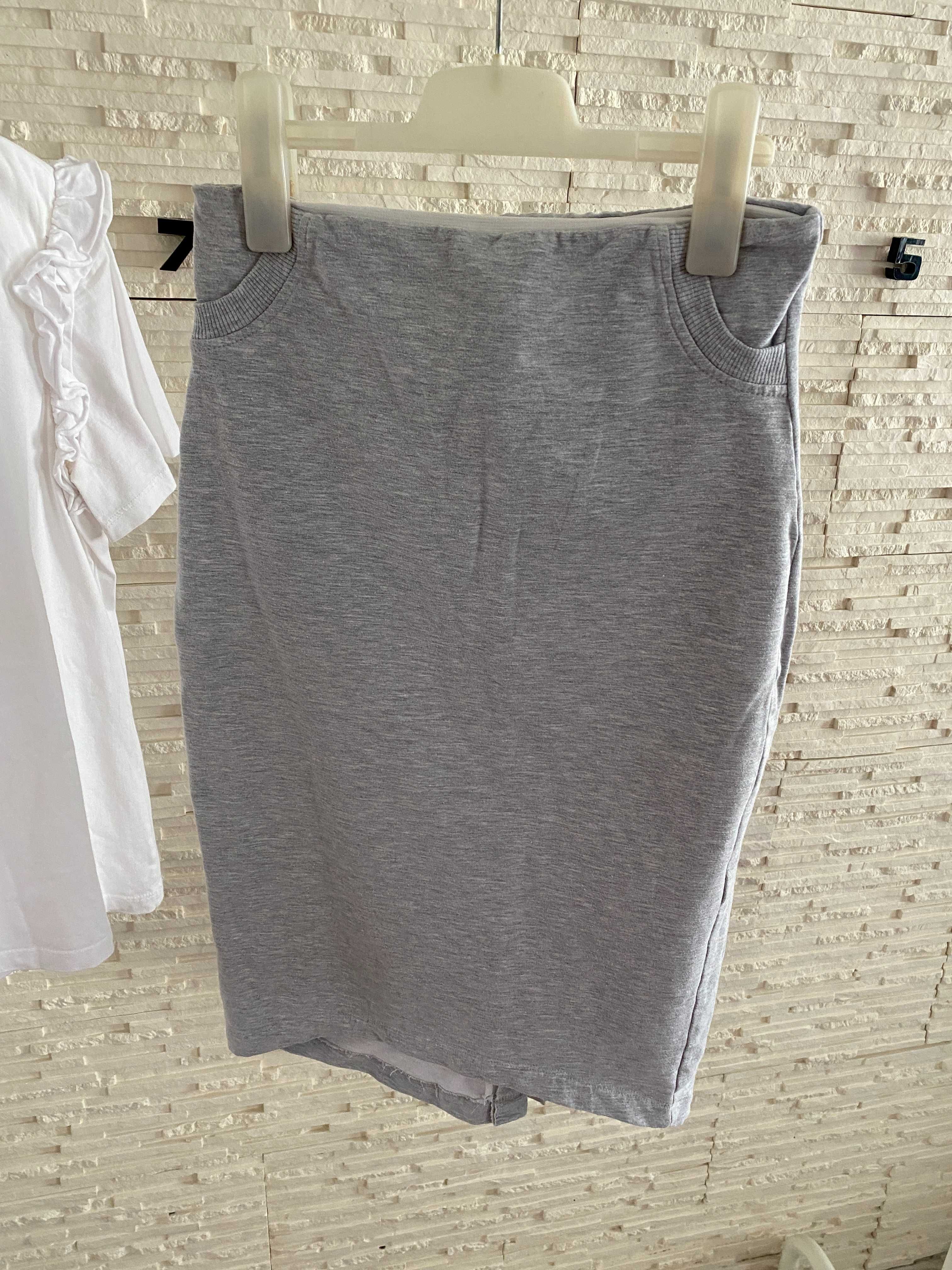By o  la la spódnica szara tuba midi  + T-shirt zara M