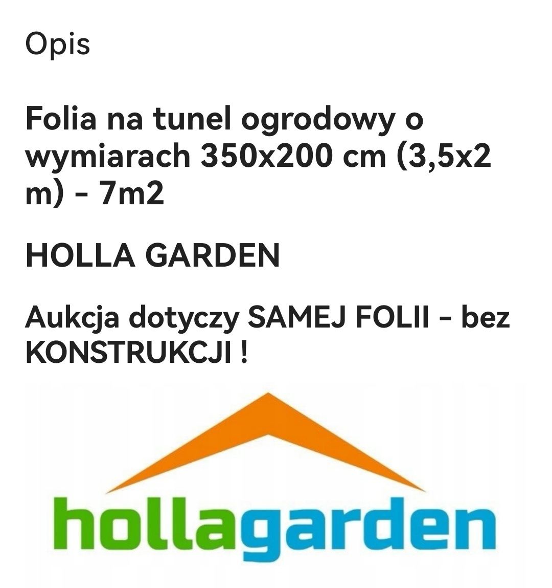 Folia na tunel ogrodowy folia  3,5x2m 7m2