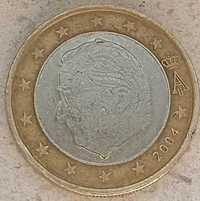 1 euro de 2004 da Bélgica com excesso de metal e outras imperfeições