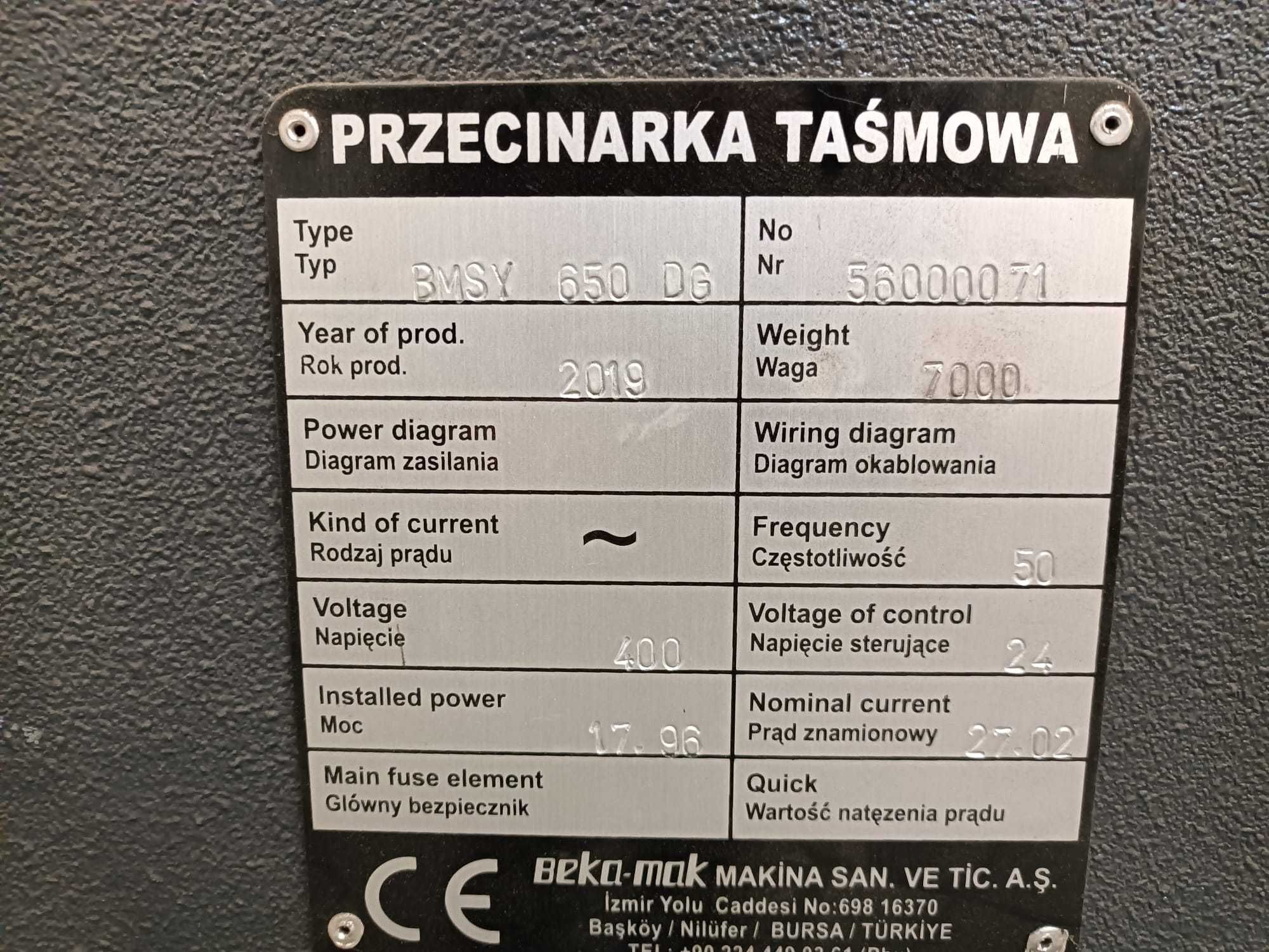 Przecinarka taśmowa BMSY 650DG