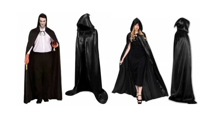 Peleryna na Halloween długa czarna HIT strój Wampir Czarodziej
