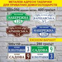 Адресні таблички, будь якого розміру та форми, художні