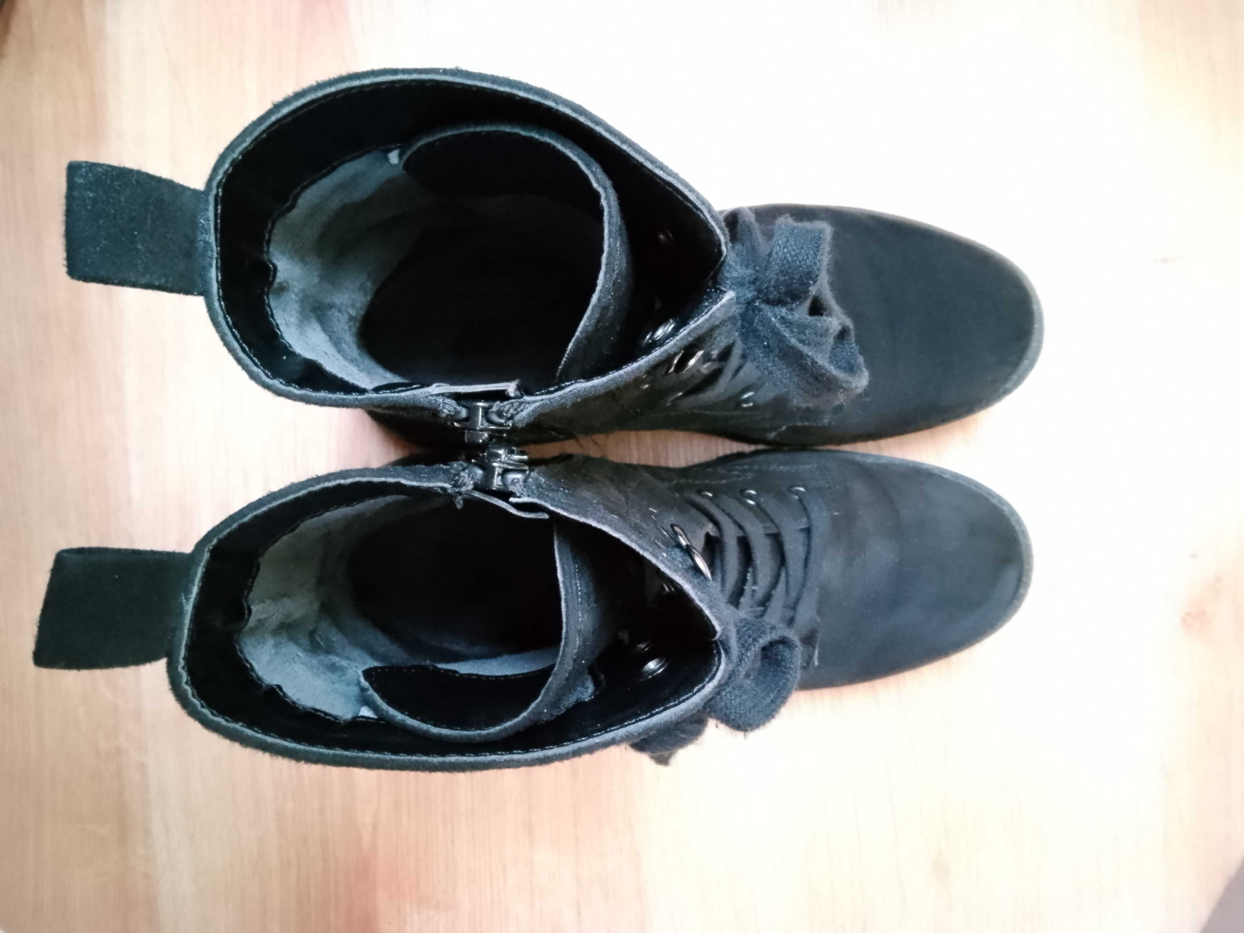 JANA botki VEGAN eko zamsz czarne 38 - 38,5