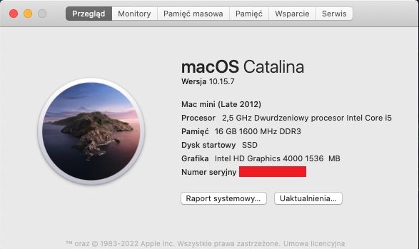 Mac mini 2012 (model A1347) i5, 16GB RAM, SSD + HDD, klawiatura + mysz
