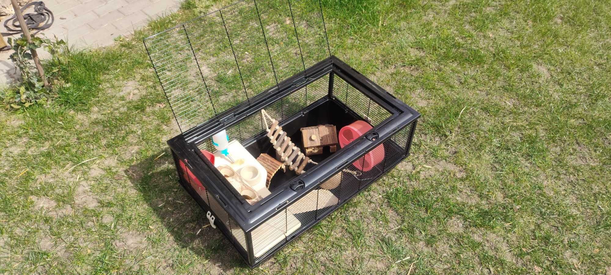 klatka dla chomika + dużo dodatków, transporter, kula, trociny