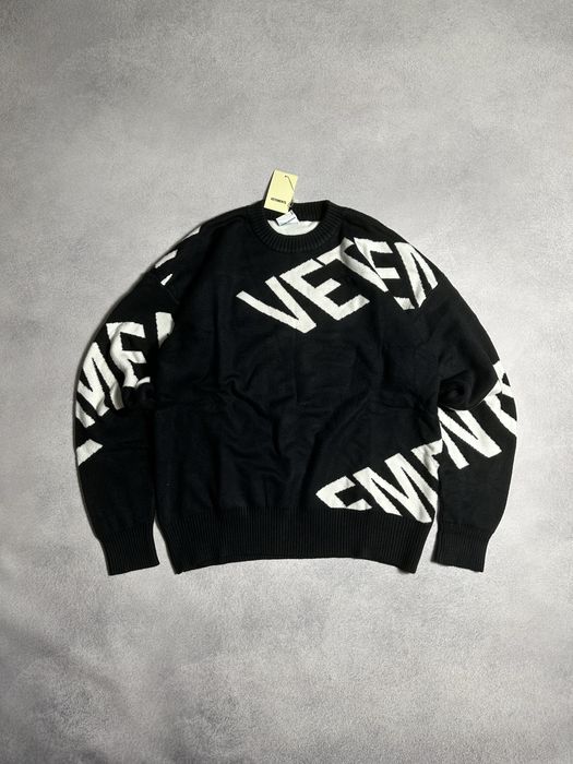 Светр Vetements Oversized Logo-Jacquard Merino Wool Sweater - Black
