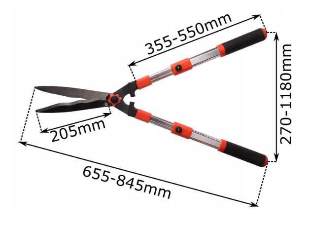 Nożyce Sekator do żywopłotu teleskopowe 65-84cm ALU NOWE Lekkie