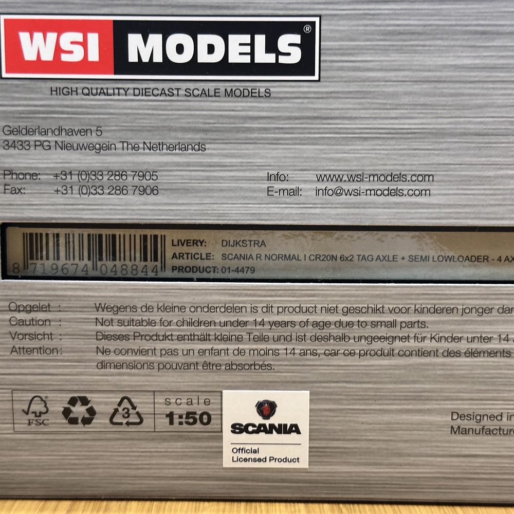 Model 1:50 WSI Scania R Normal 6x2 + naczepa