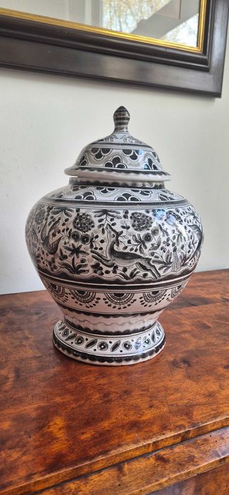 DUŻY ceramiczny wazon amfora ręcznie malowany Portugalia Berardos