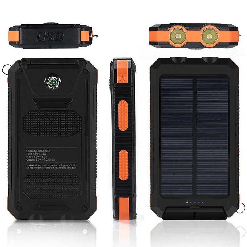 Повербанк + мощный фонарь Waterproof Solar PowerBank 20000mah Compas