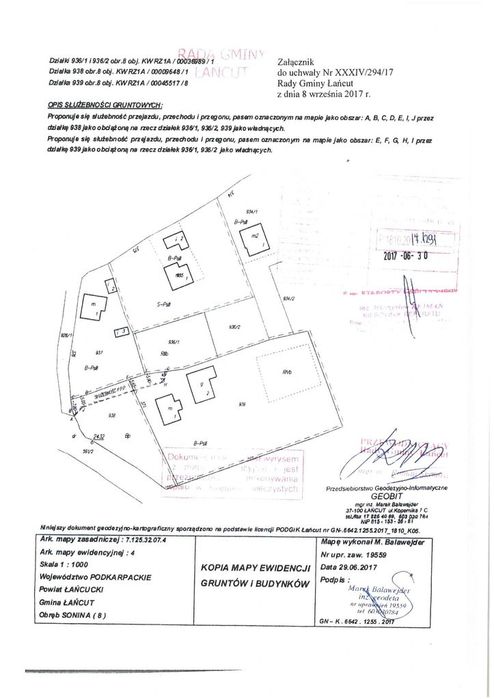 Przetarg ustny nieograniczony  dz. 936/1, 936/2 w Soninie - Gm. Łańcut