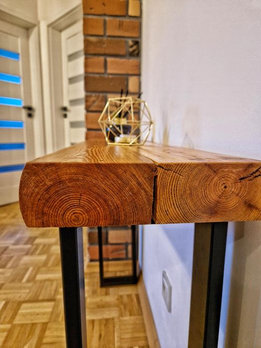 Konsola sosnowa drewniana w stylu loft ręcznie wykonana handmade