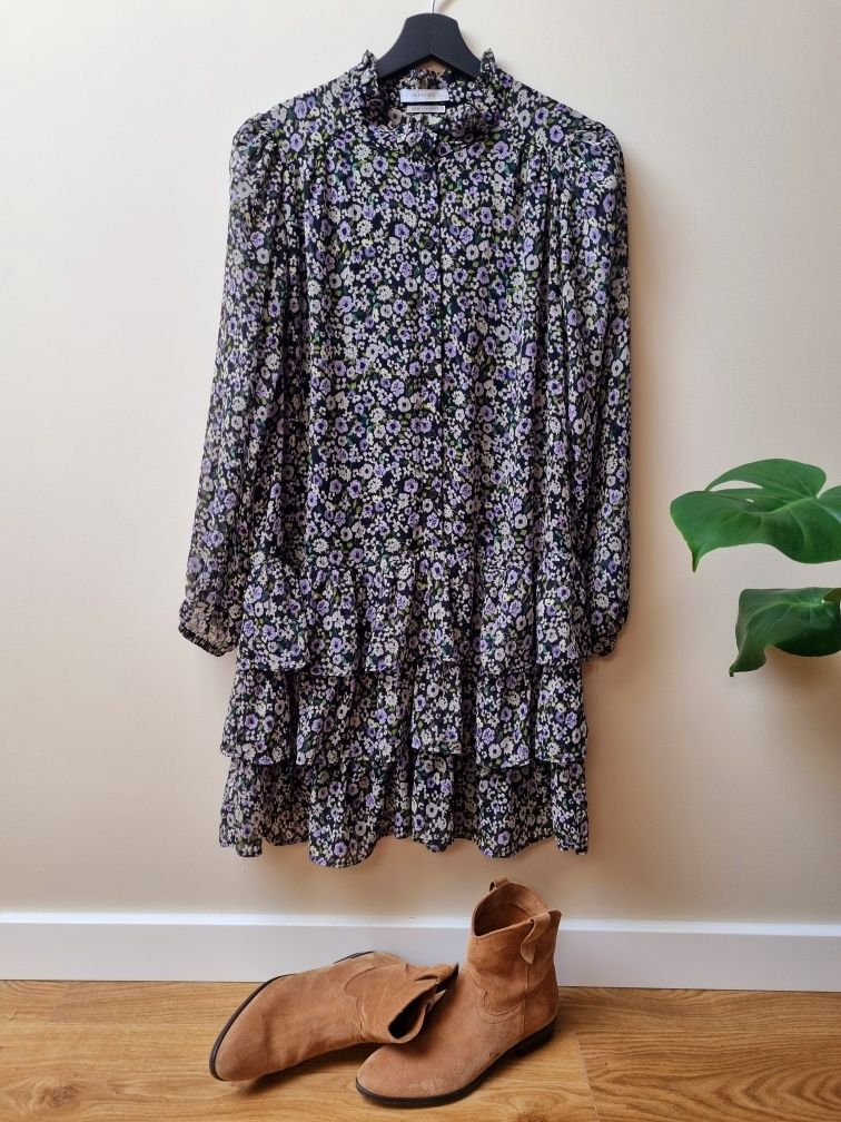 Zwiewna sukienka jesień boho kwiaty Reserved M