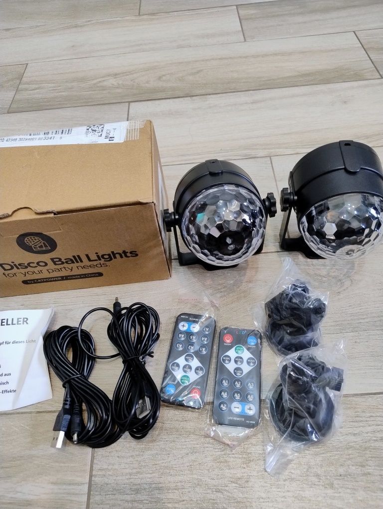 Kula disco projektor LED RGB oświetlenie dyskotekowe z pilotem 2szt.