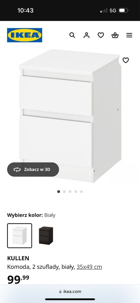 Ikea biurko szafka i szafka nocna biale micke