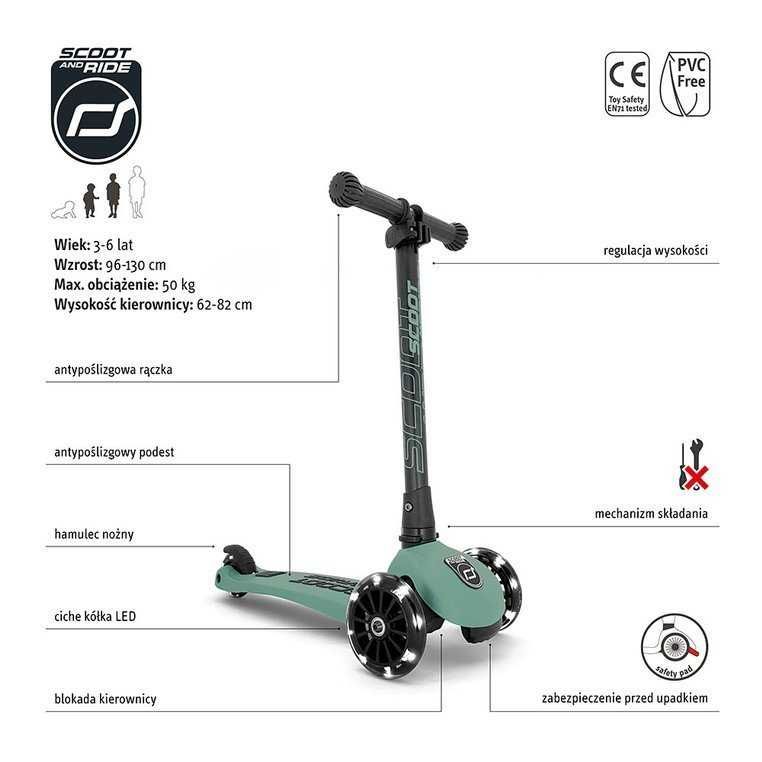 Hulajnoga Scoot & Ride Highwaykick 3 LED Forest Zielona NOWA
